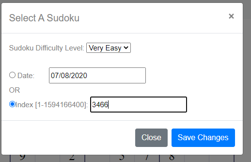 Select an Indexed Sudoku Select an Indexed Sudoku