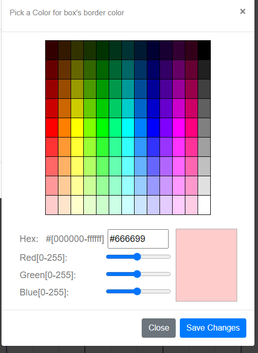 Change Box Border Color Dialogue Change Box Border Color Dialogue