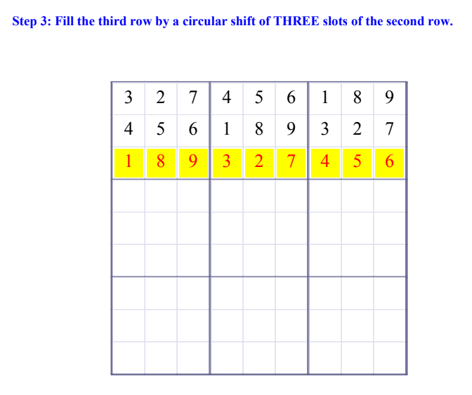 Step 3 of making a sudoku Step 3 of Making a Sudoku