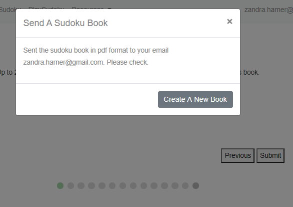 Sent the Sudoku book Sent the Sudoku book
