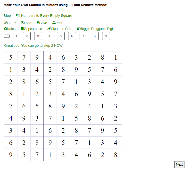 Make Sudoku, Fill Remove Method, Done Filling Numbers