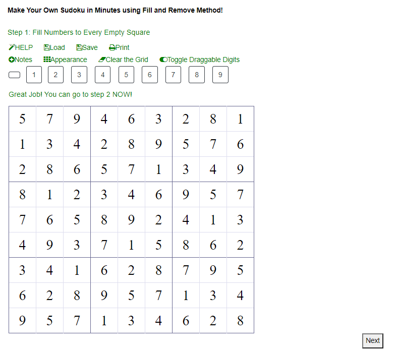 Make Sudoku, Fill Remove Method, Done Filling Numbers Make Sudoku, Fill Remove Method, Done Filling Numbers