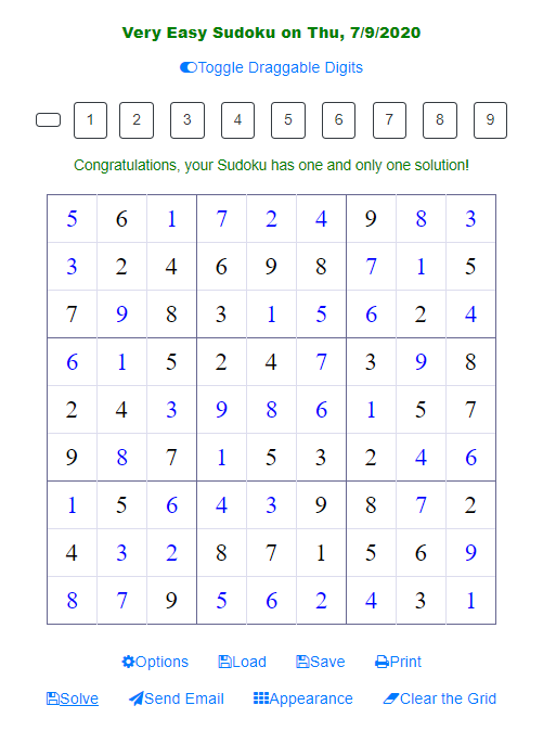 Solve Sudoku, Answer